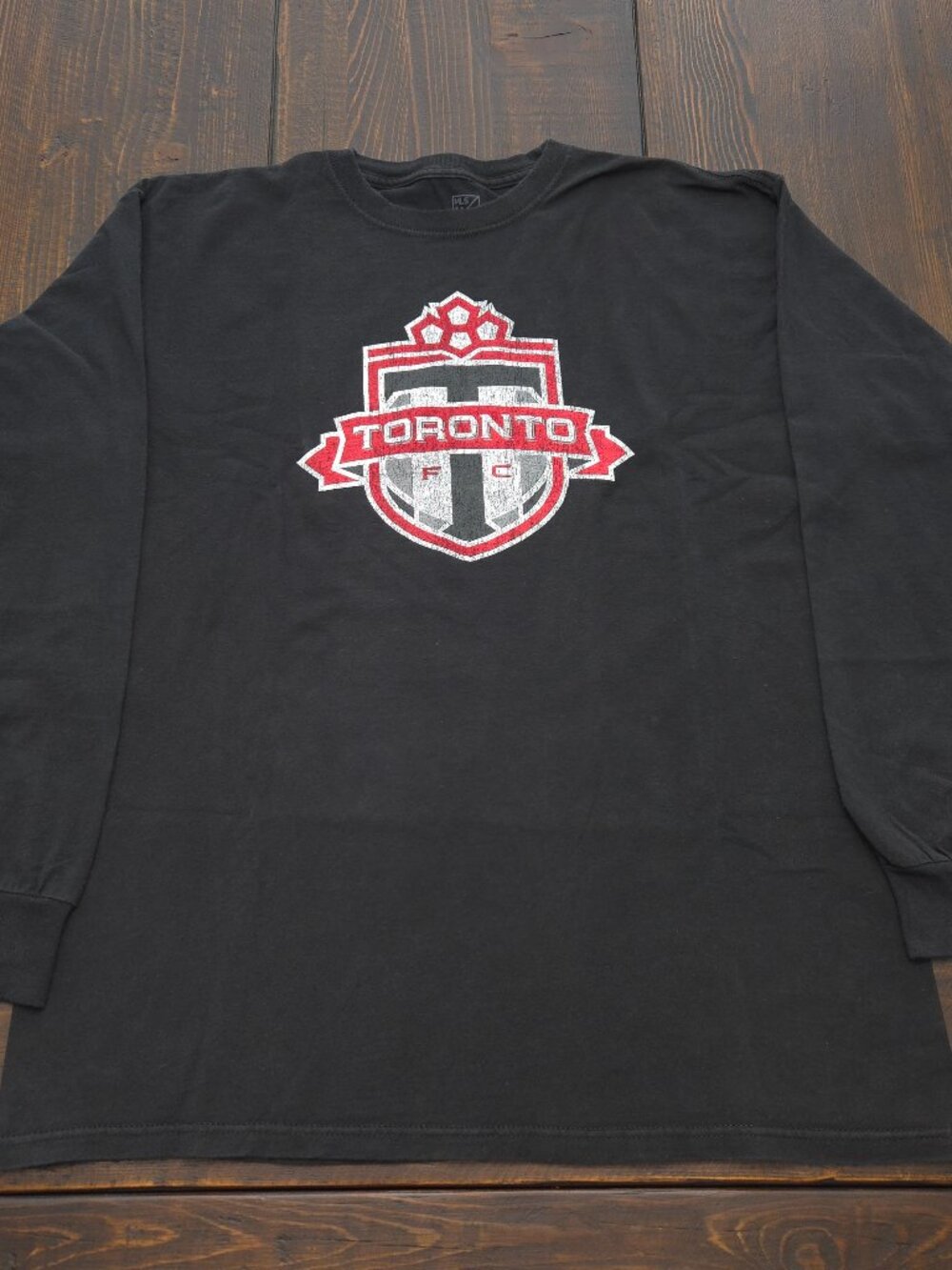 Toronto FC MLS Long Sleeve T Shirt Mens L Large Black Distressed Graphic Soccer